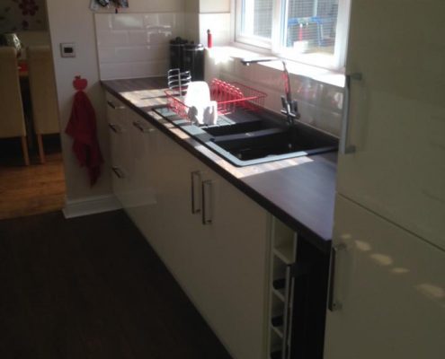 gloss kitchen and lighting