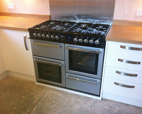 white kitchen with range cooker