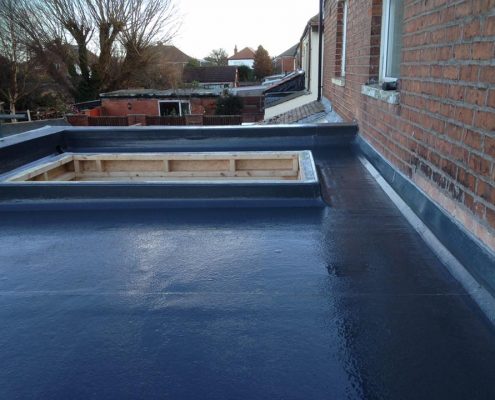 extension with parapet wall and sky lantern