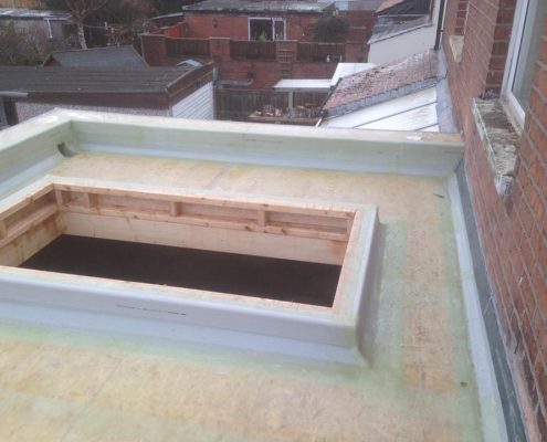 extension with parapet wall and sky lantern