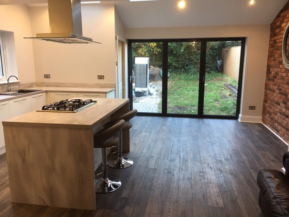 Kitchen Extension with Aluminium Bi fold doors 01 Building and Joinery Contractors Fleetwood